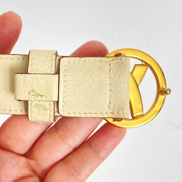 By Paloma Picasso Cream XL US 32 EU 85 Supple Italian Leather Belt main image 13